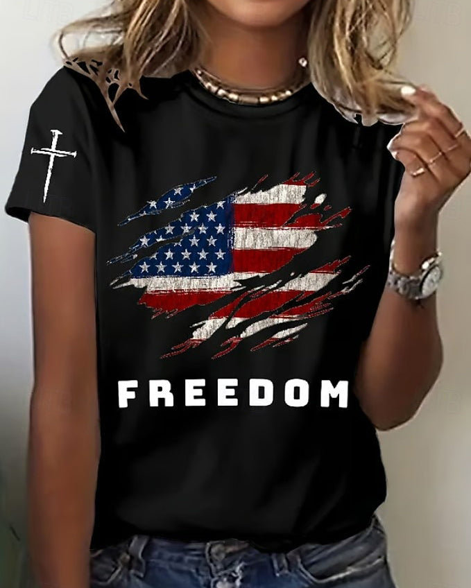 100% Cotton 250th Anniversary of Freedom Crew Neck Short Sleeve Tshirt