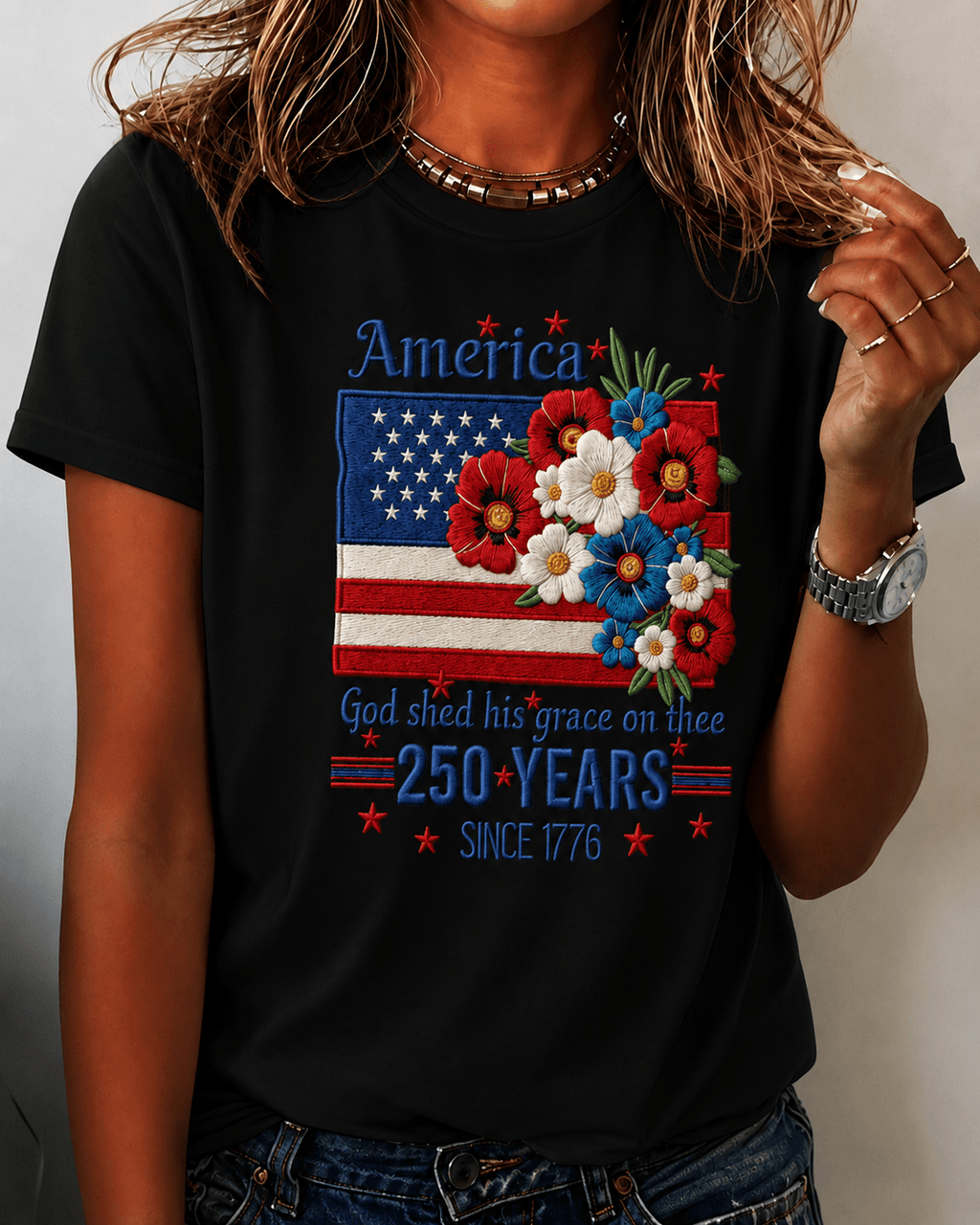 100% Cotton 250 years since 1776 Crew Neck Short Sleeve Tshirt