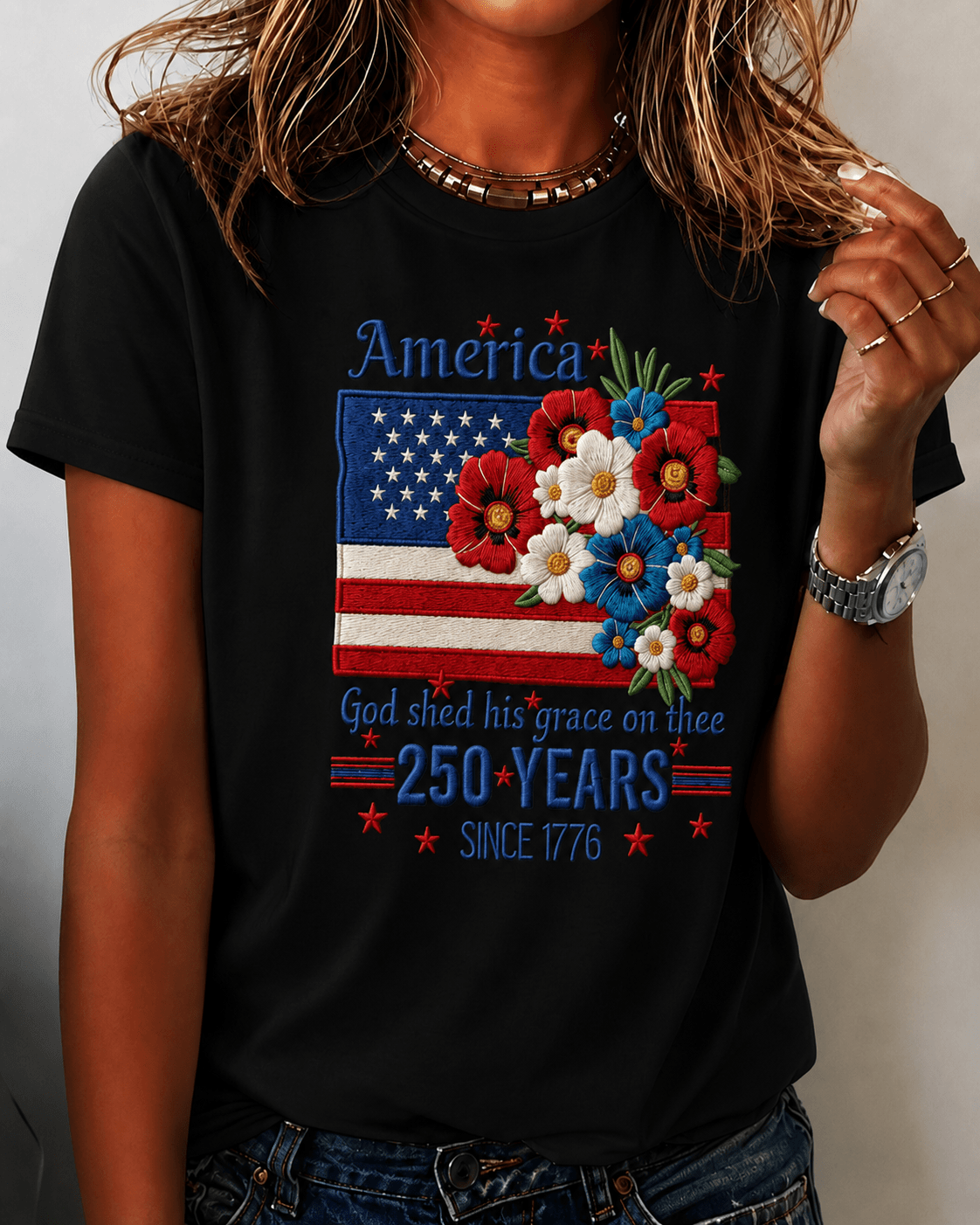 100% Cotton 250 years since 1776 Crew Neck Short Sleeve Tshirt