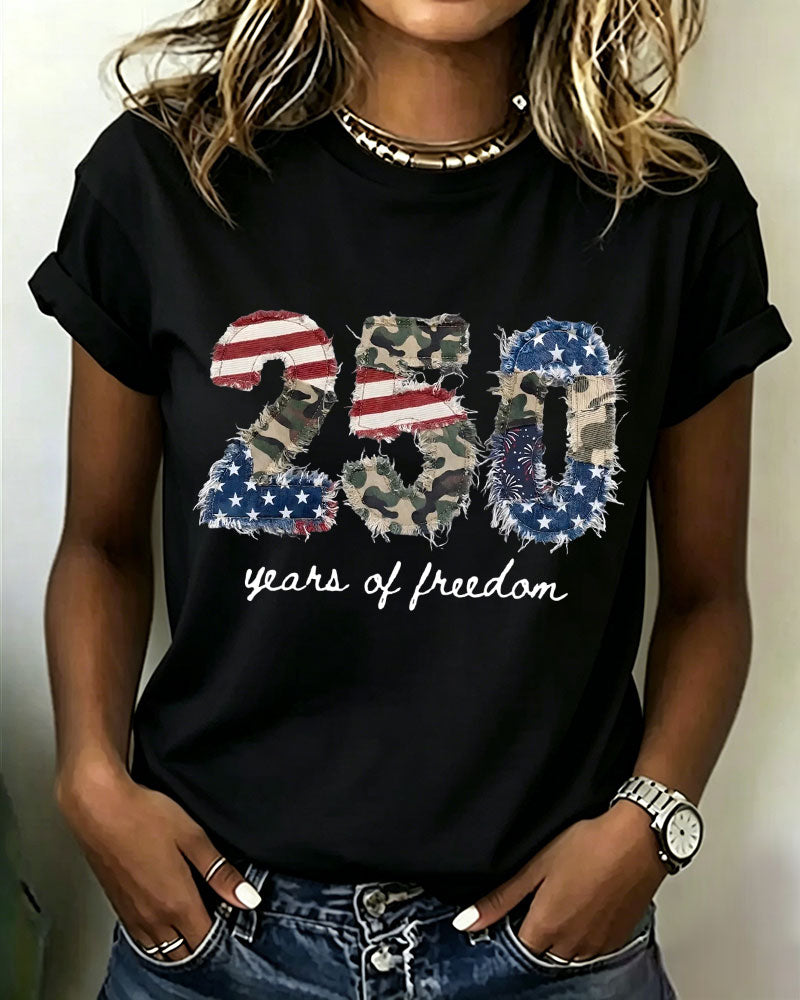 100% Cotton America 250th Anniversary Crew Neck Short Sleeve Tshirt