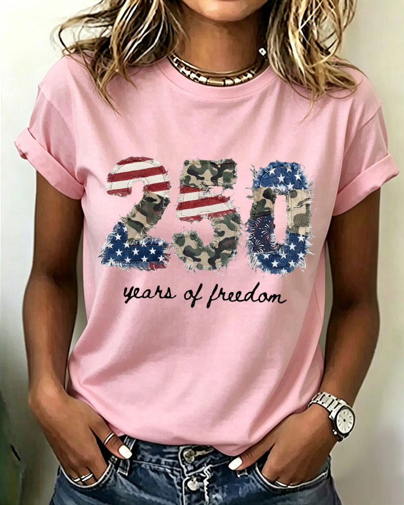 100% Cotton America 250th Anniversary Crew Neck Short Sleeve Tshirt