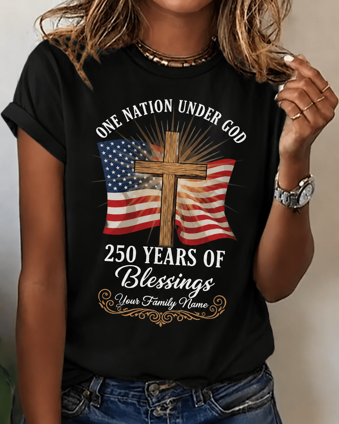 100% Cotton 250 Years of Bleessings Crew Neck Short Sleeve Tshirt