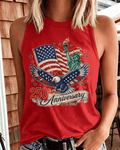 Statue of Liberty 250th Anniversary  Print Round Neck Sleeveless Vest