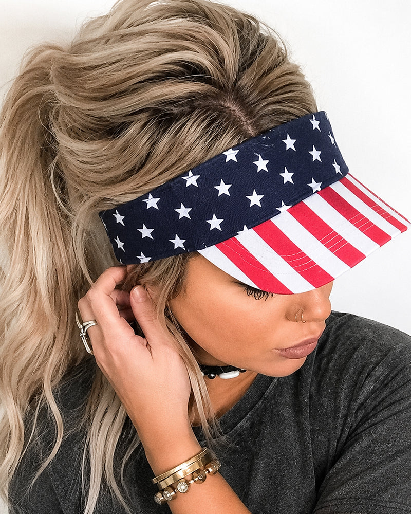 American Flag Print Double-sided Outdoor Sun Hat