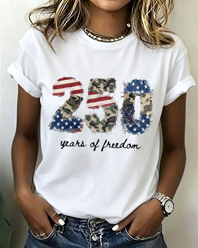 100% Cotton America 250th Anniversary Crew Neck Short Sleeve Tshirt