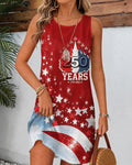 Celebrate 250th Anniversary Round Neck Sleeveless Mini Casual Dress