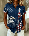 Women's 250th Anniversary Cross Lapel Button-Down Short-Sleeved Shirt