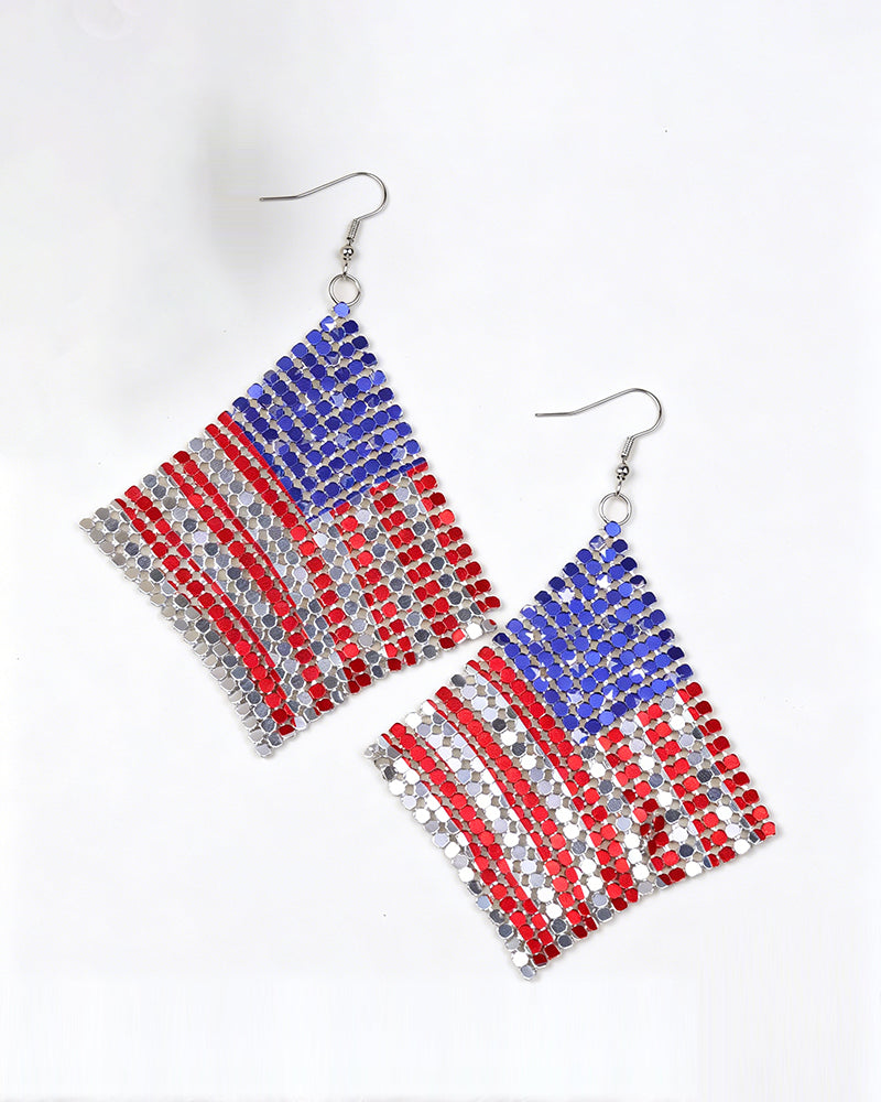 American Independence Day–themed Red, White, And Blue Flag Aluminum Sheet Acrylic Earrings