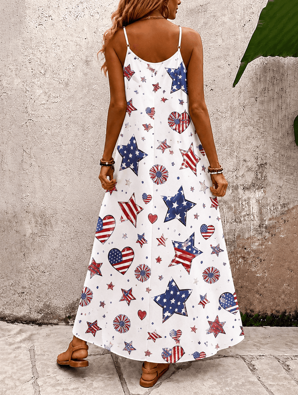 Sling 250th Anniversary Graffiti Stars and Hearts Print Pocket Maxi Dress