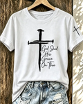 100% Cotton Christian Cross Letter Print Crew Neck Short Sleeve Tshirt