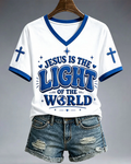 Jesus Is The Light Of The World V-neck Short Sleeve Tshirt