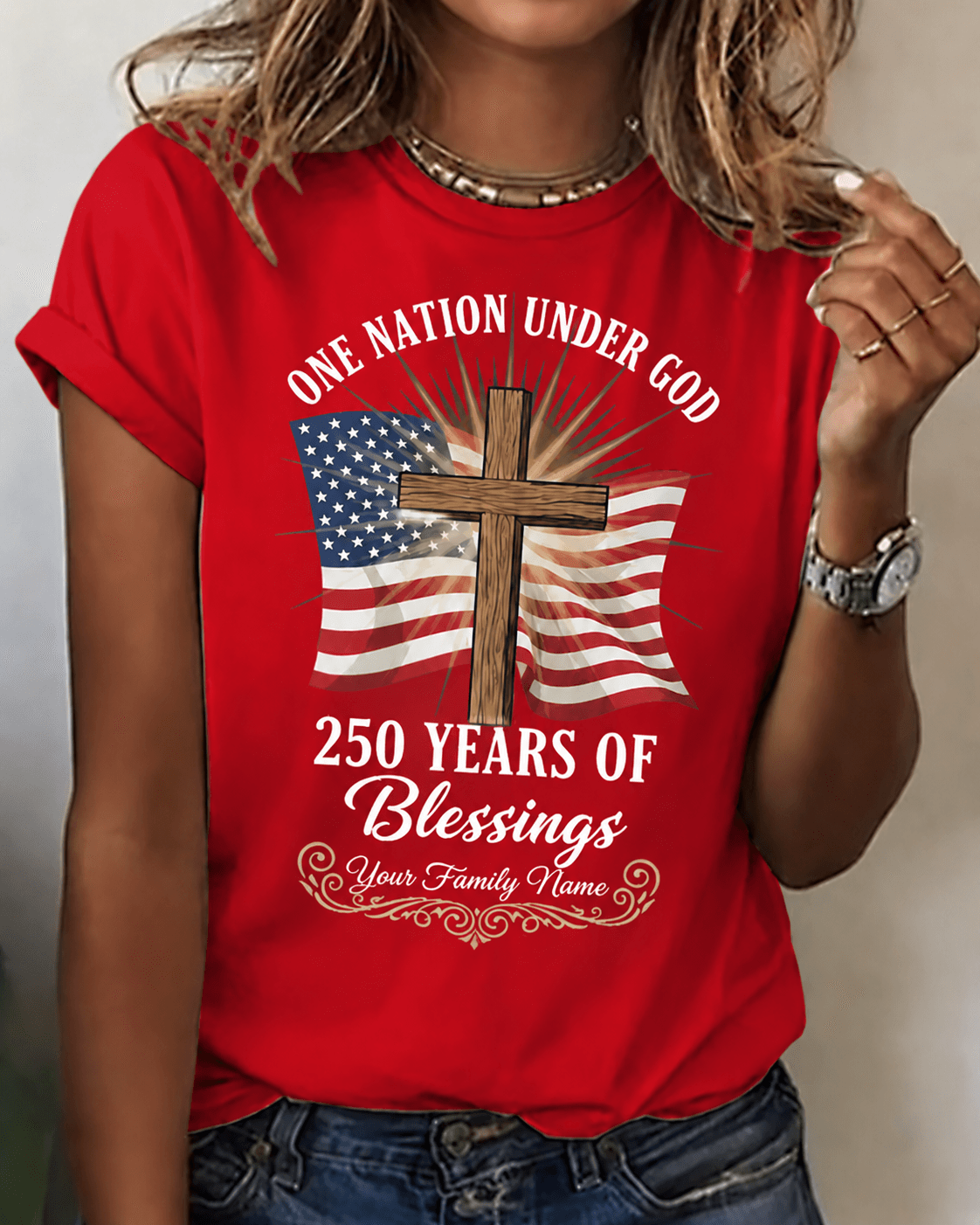 100% Cotton 250 Years of Bleessings Crew Neck Short Sleeve Tshirt
