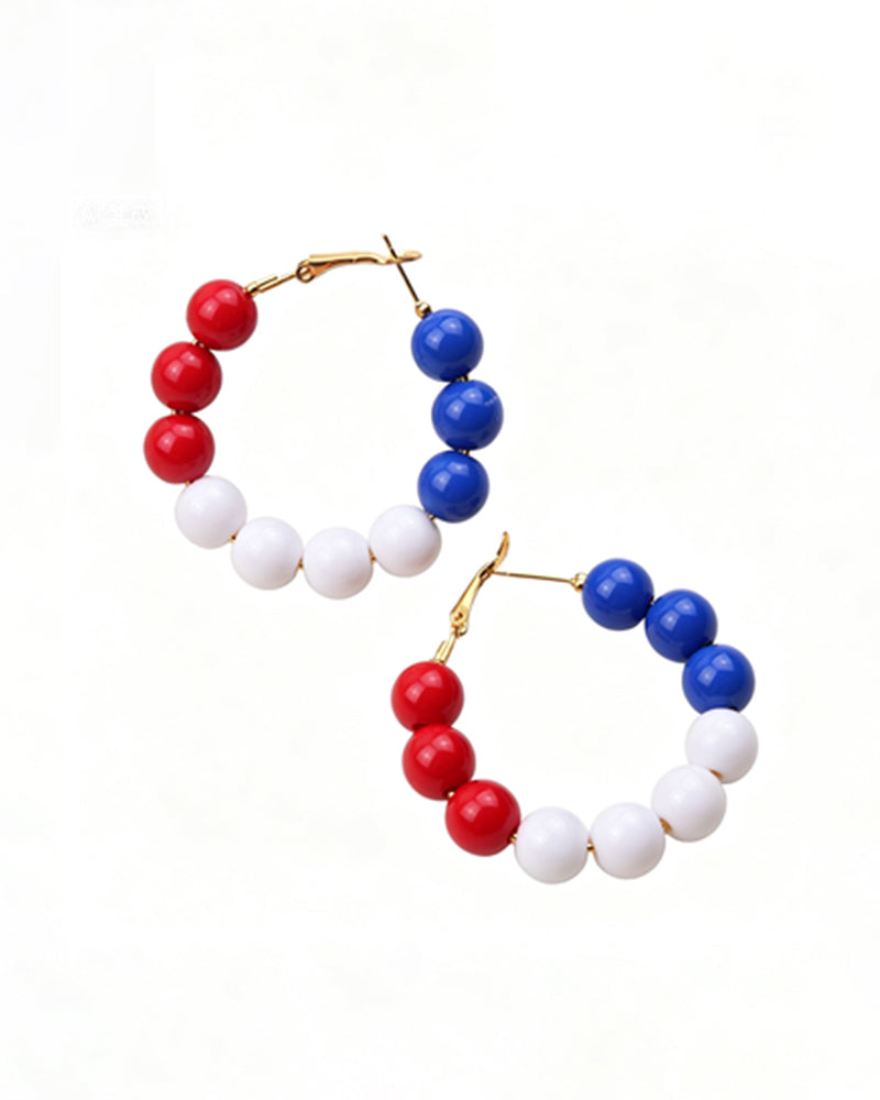 American Independence Day–themed Red, White, And Blue Flag Aluminum Sheet Acrylic Earrings