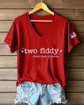 100% Cotton Two Fiddy Minimalist Design V Neck Short Sleeve Tshirt