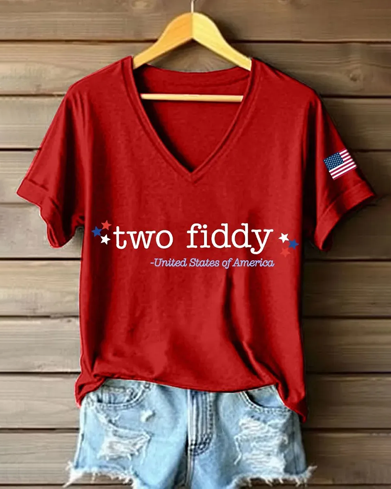 100% Cotton Two Fiddy Minimalist Design V Neck Short Sleeve Tshirt