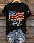 100% Cotton Women's 250th Anniversary Print Crew Neck Short Sleeve Tshirt