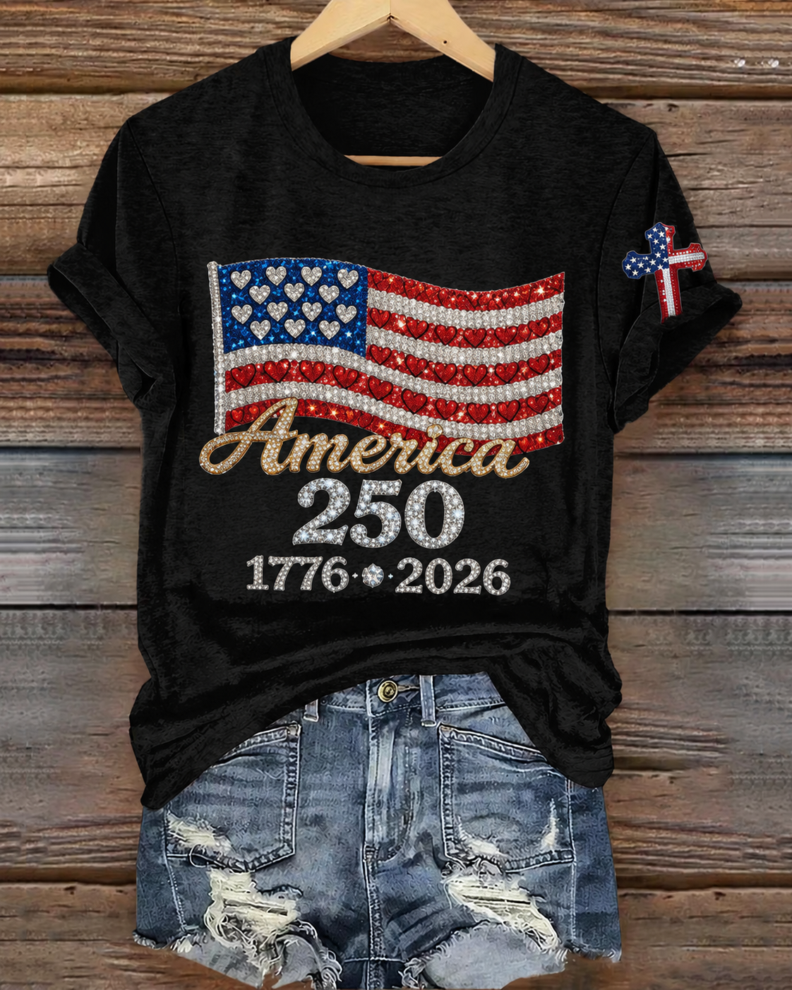 100% Cotton Women's 250th Anniversary Print Crew Neck Short Sleeve Tshirt