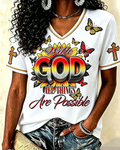 God All Things Are Possible V-neck Short Sleeve Tshirt