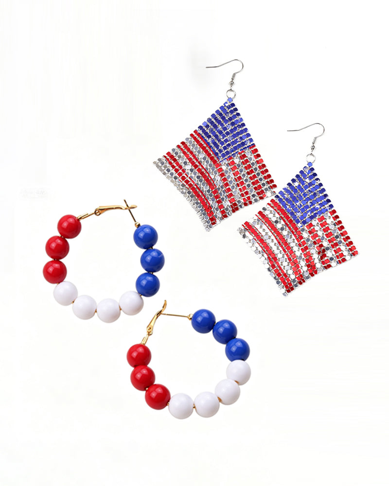 American Independence Day–themed Red, White, And Blue Flag Aluminum Sheet Acrylic Earrings