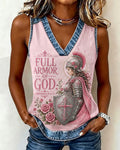 Women's Christian Full Armor Of God Print V-Neck Tank Top