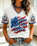 Free Nation Graffiti Print V-neck Short Sleeve Tshirt