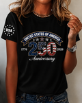 100% Cotton USA 250th Anniversary Crew Neck Short Sleeve Tshirt