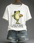 100% Cotton I Could Be Meaner But Jesus Said No Crew Neck Short Sleeve Tshirt