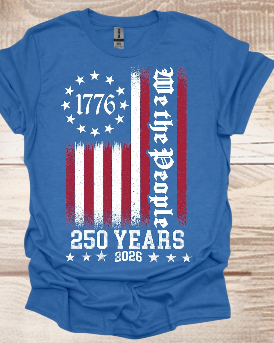 100% Cotton Vintage Independence Day 250 Years Crew Neck Short Sleeve Tshirt