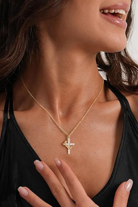 Rotatable Crown Cross Necklace Earrings