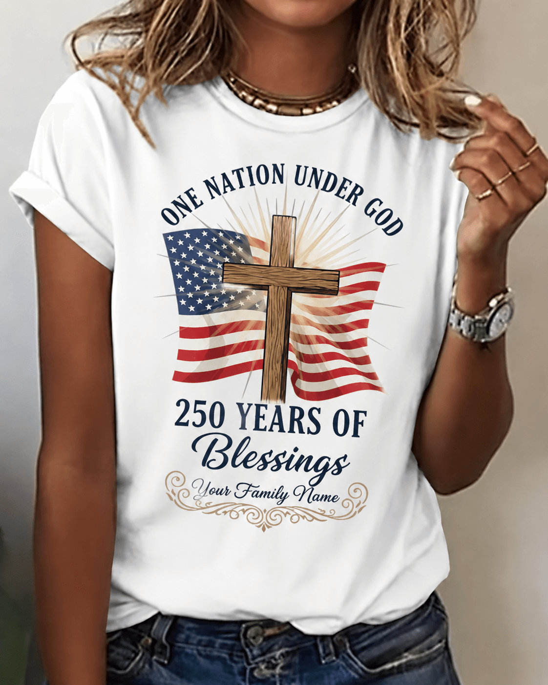 100% Cotton 250 Years of Bleessings Crew Neck Short Sleeve Tshirt