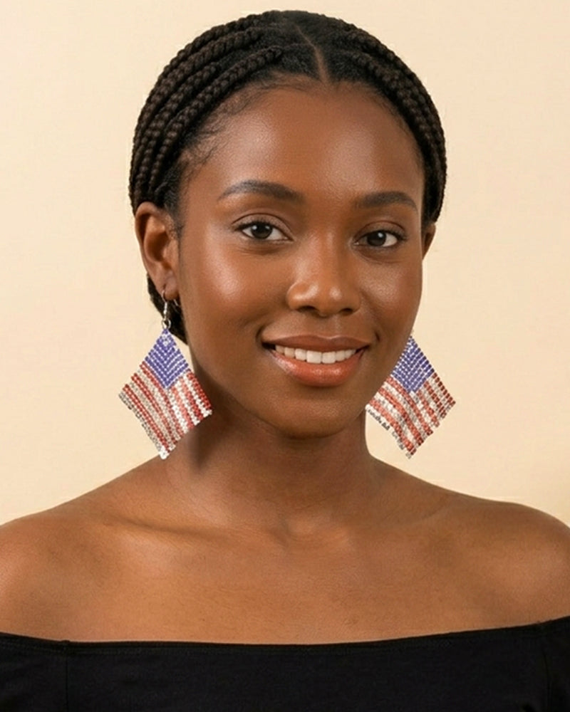 American Independence Day–themed Red, White, And Blue Flag Aluminum Sheet Acrylic Earrings