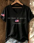 100% Cotton 250 Years Freedom Sublimation V Neck Short Sleeve Tshirt