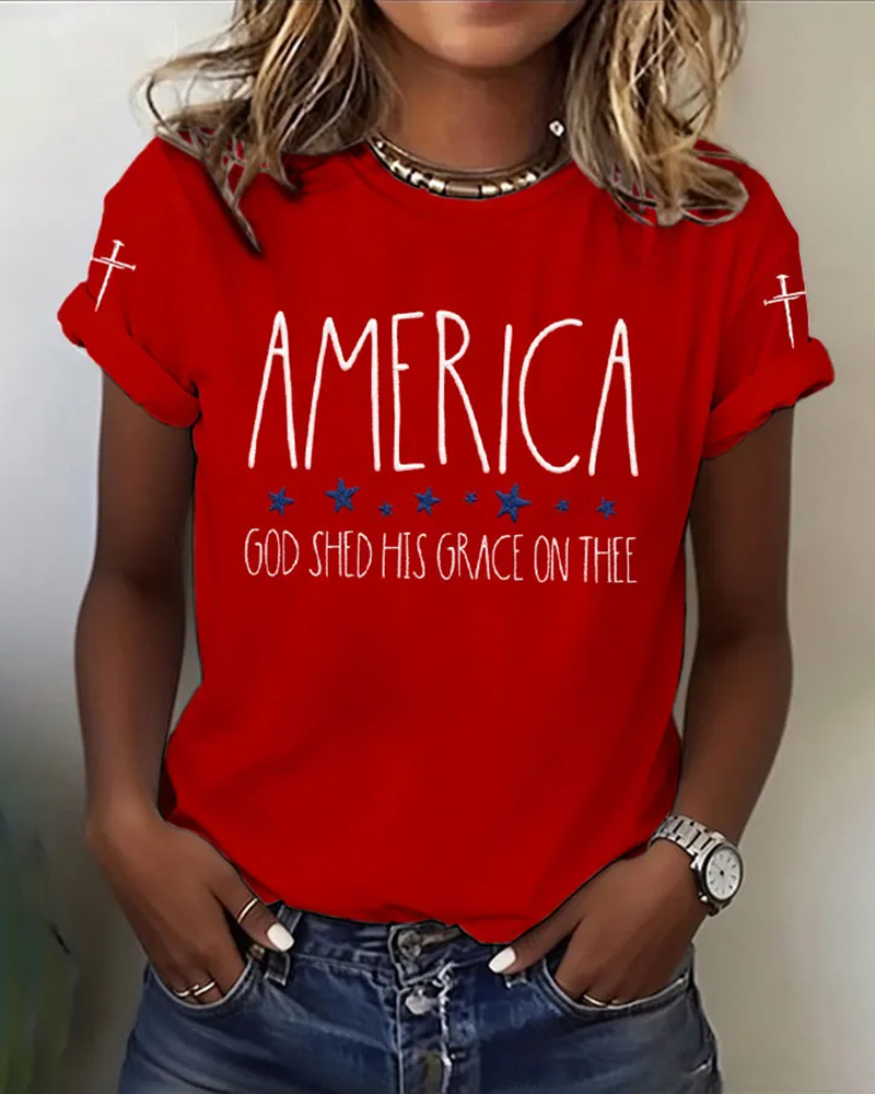 100% Cotton GOD SHED HIS GRACE ON THEE Crew Neck Short Sleeve Tshirt
