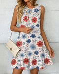 Bohemian Flowers Sleeveless Lace Mini Dress