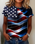 Women's Classic National Flag Print Short Sleeve T-Shirt