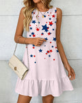 Color-block Irregular Stars Sleeveless Lace Mini Dress
