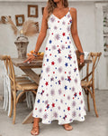 Colorful Little Star Fireworks Print Pocket Maxi Dress