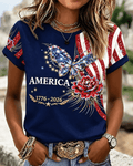 Colorful Butterflies and Flowers Print Crew Neck Short Sleeve Tshirt
