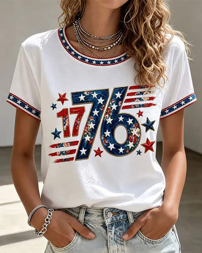 Commemorating 1776 Crew Neck Short Sleeve Tshirt