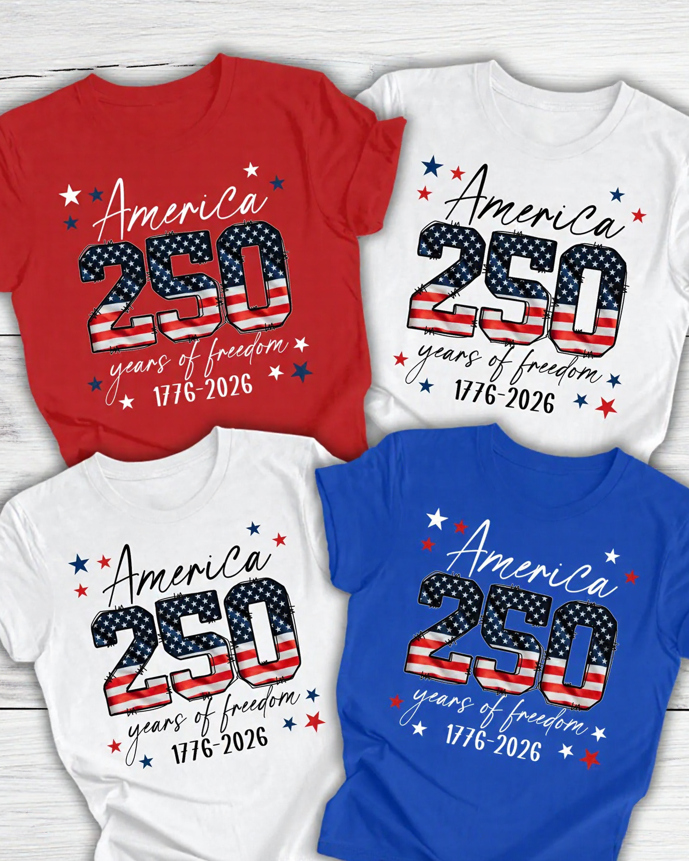 100% Cotton USA 250th Anniversary Crew Neck Short Sleeve Tshirt