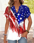 American Flag Multi Color Short Sleeve Blouse