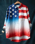 American Flag Star-Strip Gradient-Print Shirt