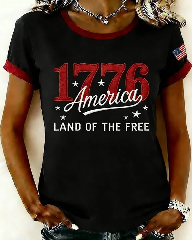1776 America Contrast Short Sleeve T-Shirt