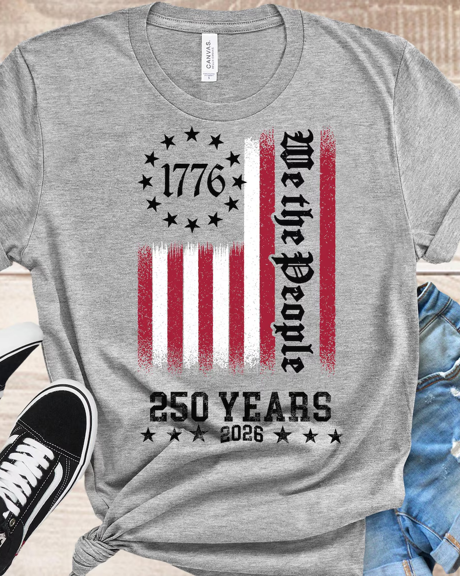 100% Cotton Vintage Independence Day 250 Years Crew Neck Short Sleeve Tshirt