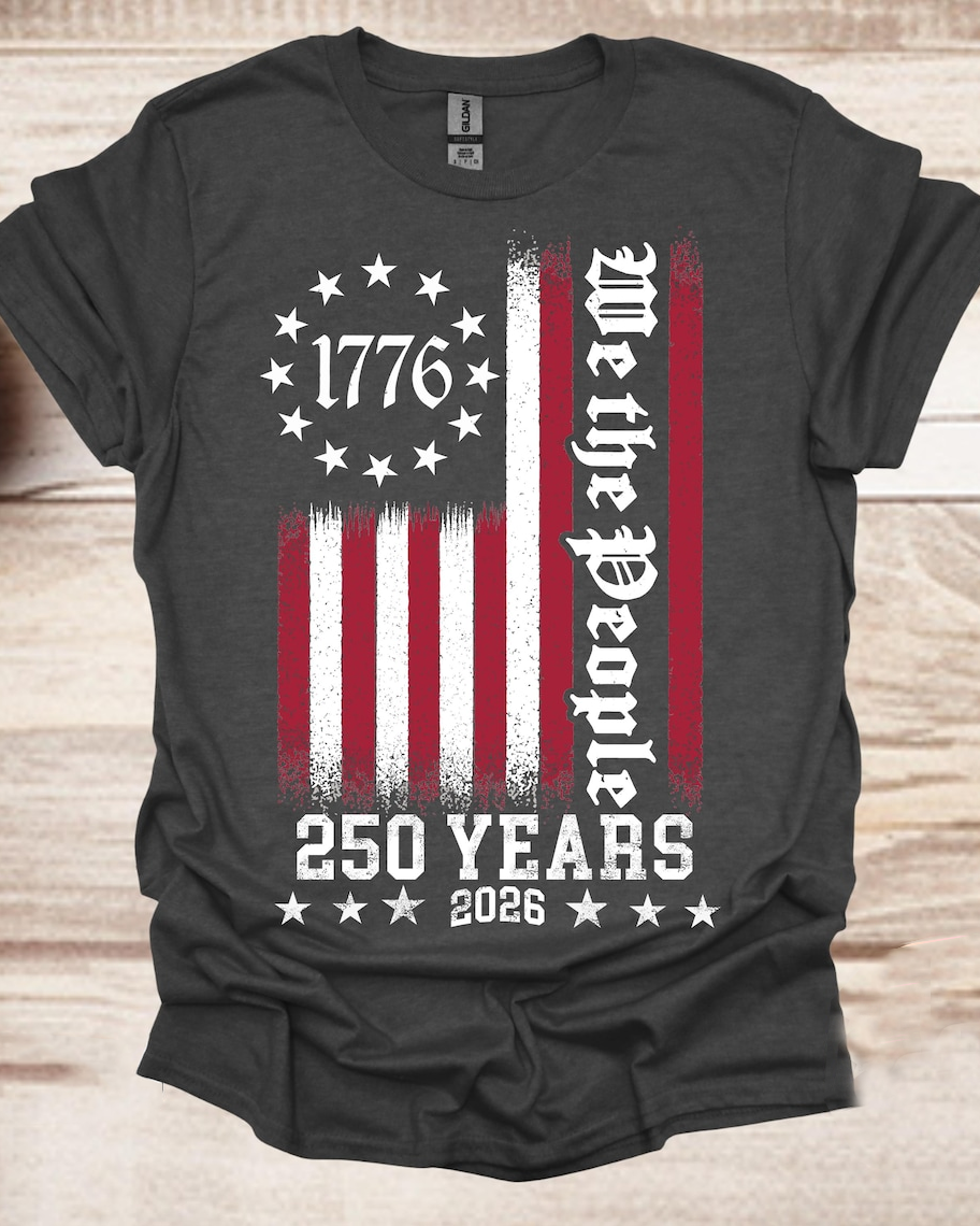 100% Cotton Vintage Independence Day 250 Years Crew Neck Short Sleeve Tshirt