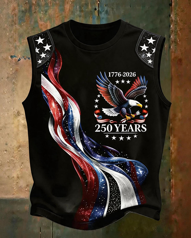 American 250 Anniversary Star Eagle Flag Printed Casual Sleeveless Vest