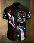 United States 250 Anniversary Star Eagle Flag Print Lel Short Sleeve Shirt
