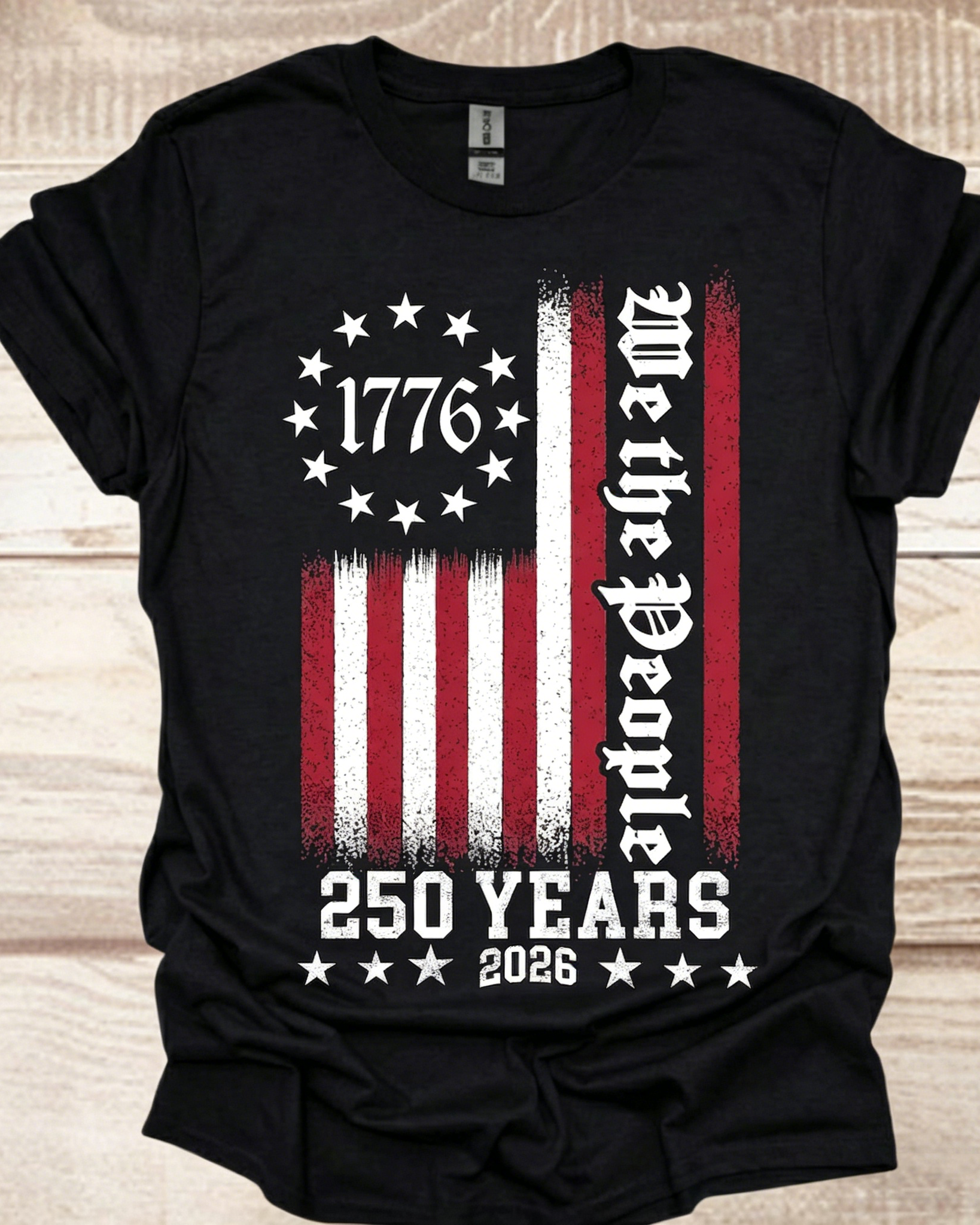 100% Cotton Vintage Independence Day 250 Years Crew Neck Short Sleeve Tshirt