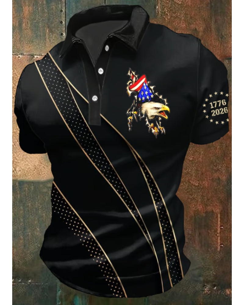 Men's America 250th Anniversary Print Casual Polo Shirt