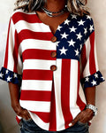 Fun National Flag Prints Cotton Linen Shirt